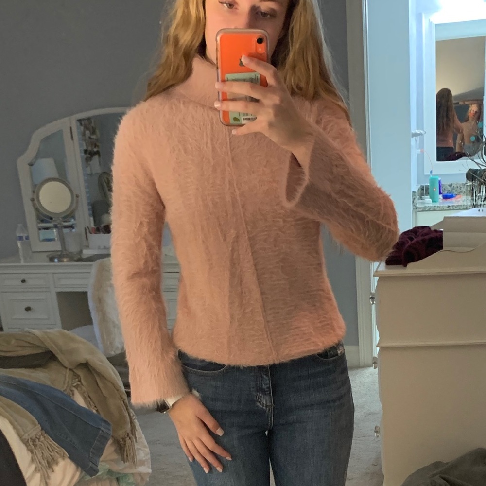 INC Light Pink Sparkle Turtleneck Sweater